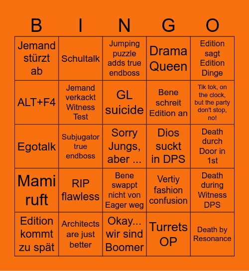 Flawless SE BINGO Card