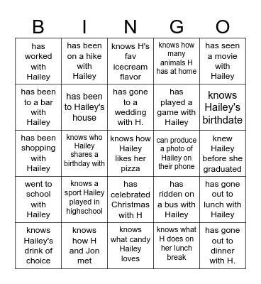 Find someone who... Bingo Card