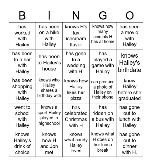 Find someone who... Bingo Card