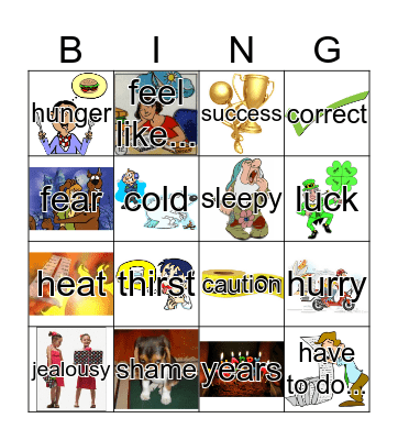 Expressions with 'tener' Bingo Card