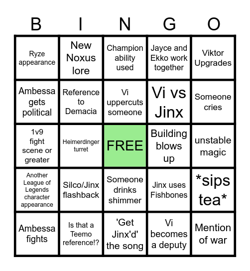 Arcane 2 Bingo Card