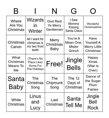 Christmas Music Bingo Card