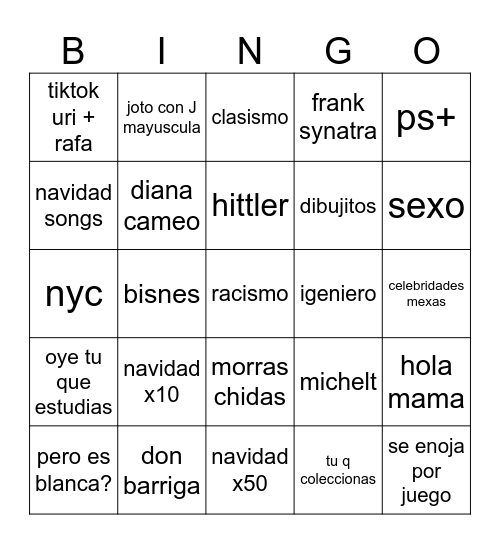 uri bingo Card