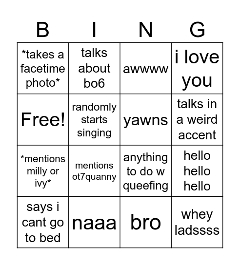 taylor words Bingo Card