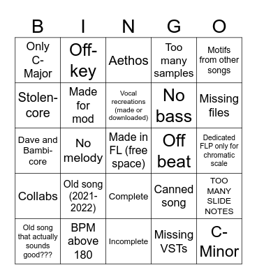 WILLER AND BENNY FL STUDIO BINGO Card