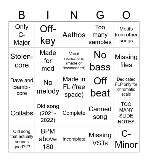 WILLER AND BENNY FL STUDIO BINGO Card