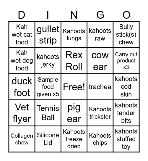 Dingo Bingo v2 Bingo Card