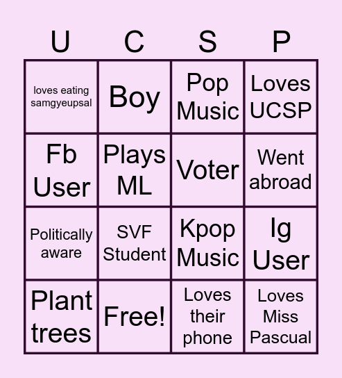 Report Group 6 Bingo Card