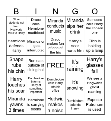 HARRY POTTER 4 Bingo Card