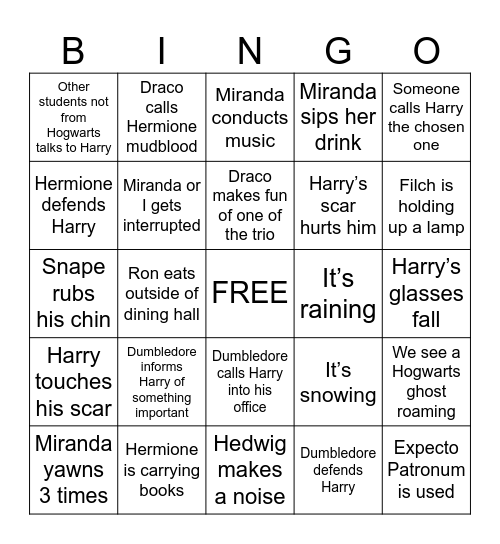 HARRY POTTER 4 Bingo Card