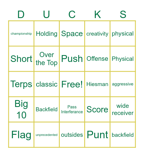 DuckPond Bingo Card