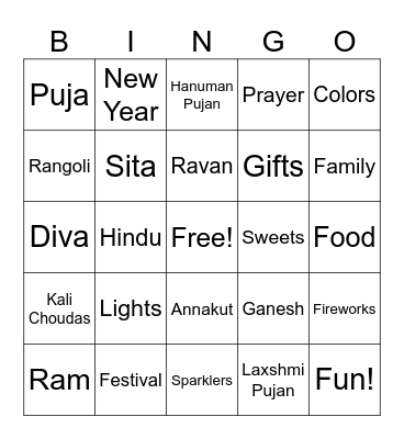 DIWALI BINGO! Bingo Card