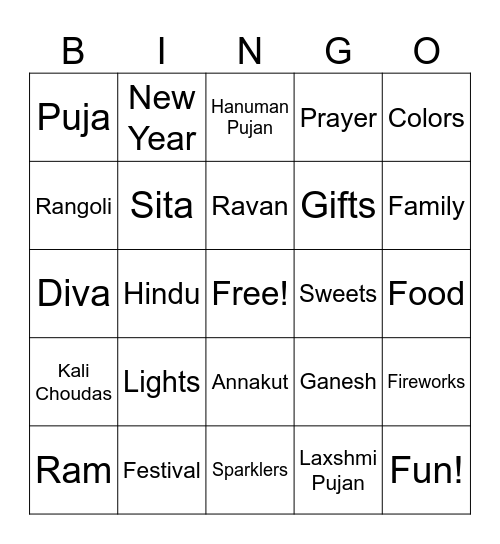 DIWALI BINGO! Bingo Card