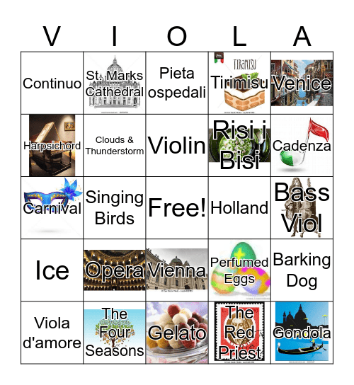 Antonio Vivaldi - The Four Seasons Bingo Card