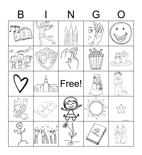 Primary Songbook Bingo Card