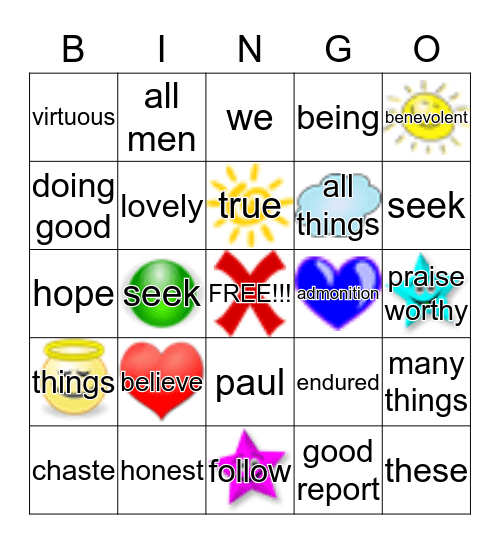 13th Article of Faith Bingo Card