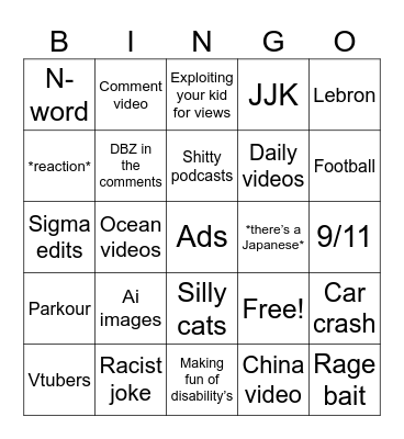 ig reels Bingo Card