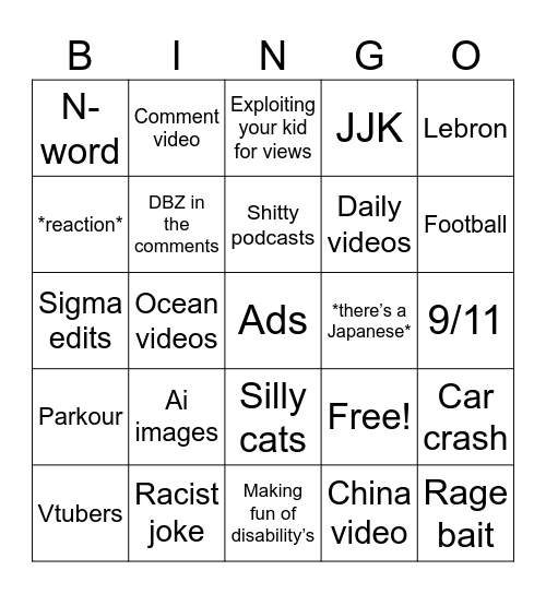 ig reels Bingo Card