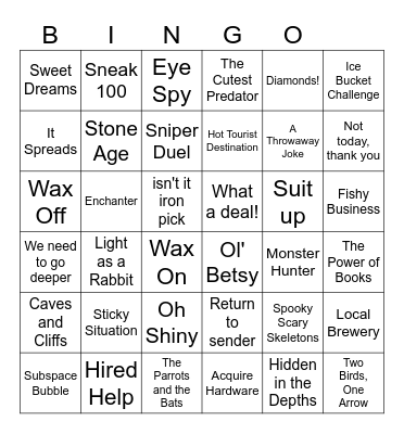 Minecraft Achievement Game Bingo Card