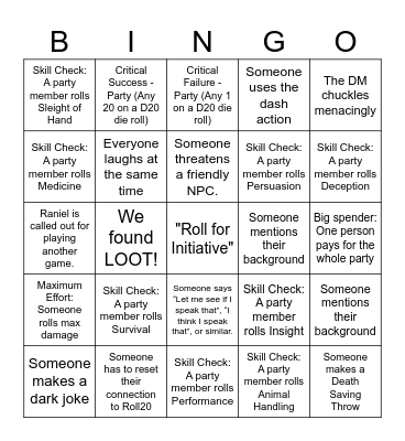 Lucky 13 Bingo Card