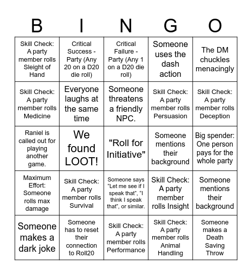 Lucky 13 Bingo Card