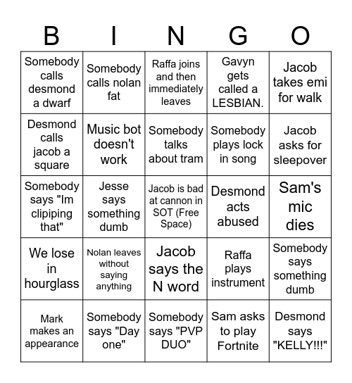 Father's Shrine Bingo Card