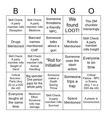 Lucky 13 Bingo Card