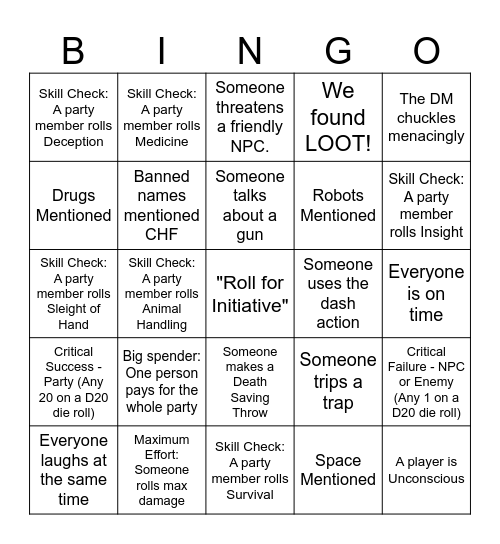 Lucky 13 Bingo Card