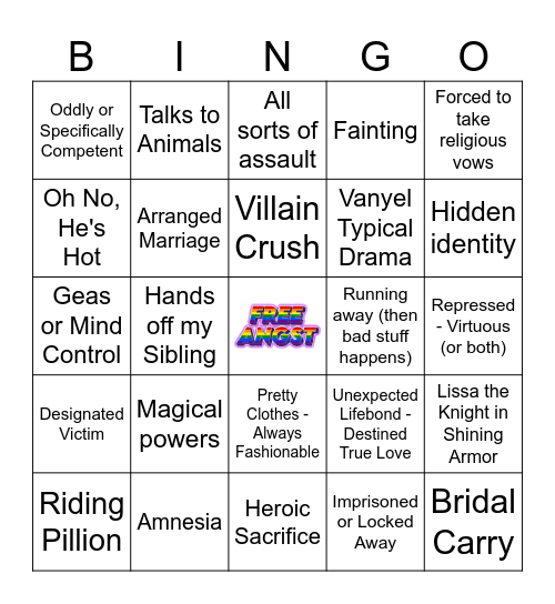Vanyel the Damsel Bingo Card