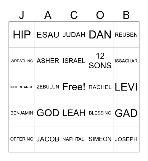 JACOB WRESTLES GOD Bingo Card