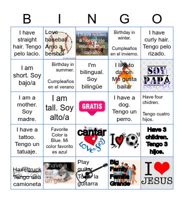 Conociéndote/Getting to Know You Bingo Card