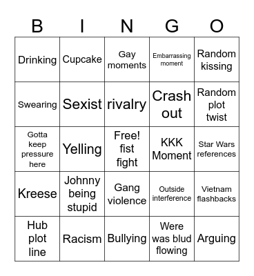 Cobra Kai Bingo Card