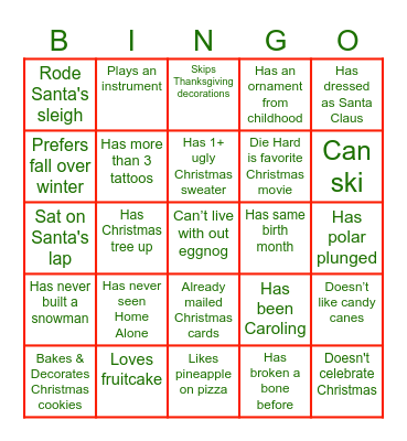 Know Your-Elf Bingo Card