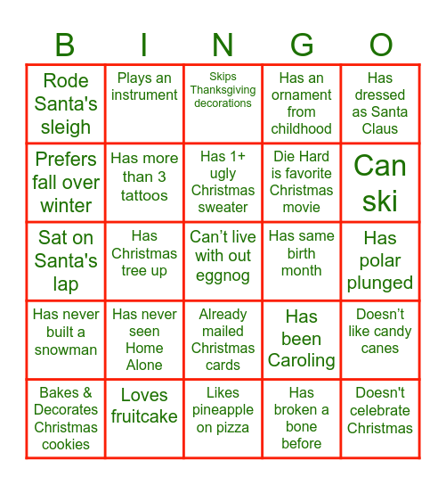 Know Your-Elf Bingo Card