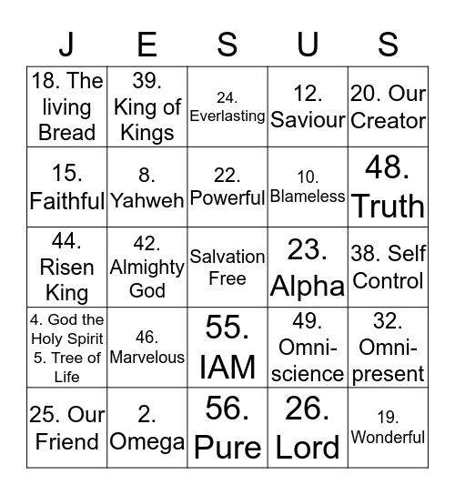 JESUS SAVES!  Bingo Card