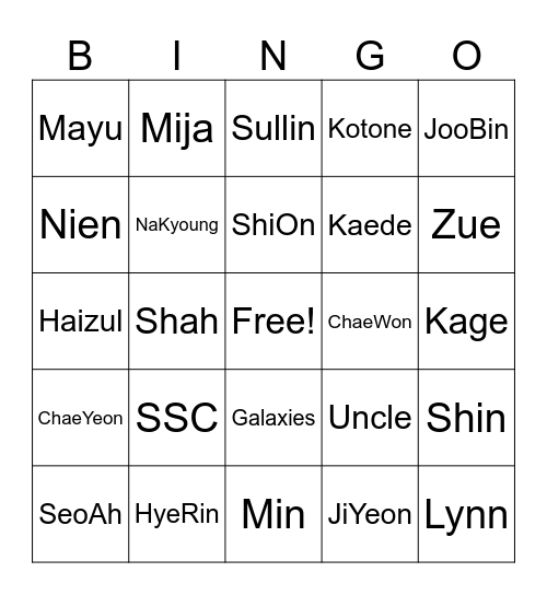 Bingo Bongo Bingo Card