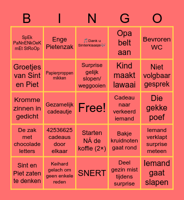 Sinterklaas BINGO Card