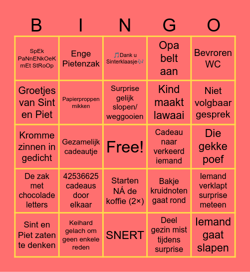 Sinterklaas BINGO Card