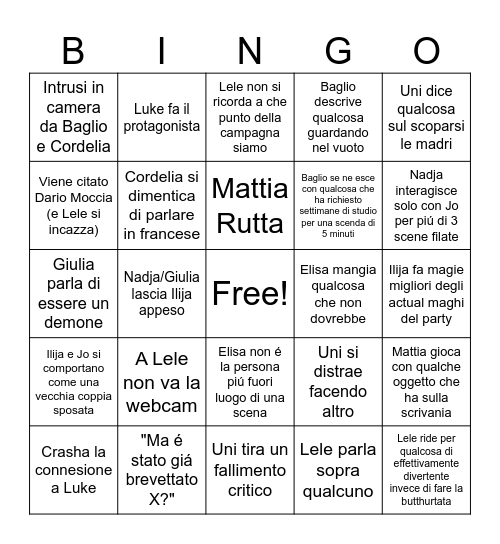 Sess(i)one con baglio Bingo Card