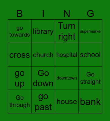 Bingeo- Directions Bingo Card