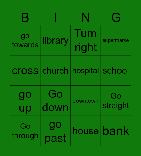 Bingeo- Directions Bingo Card