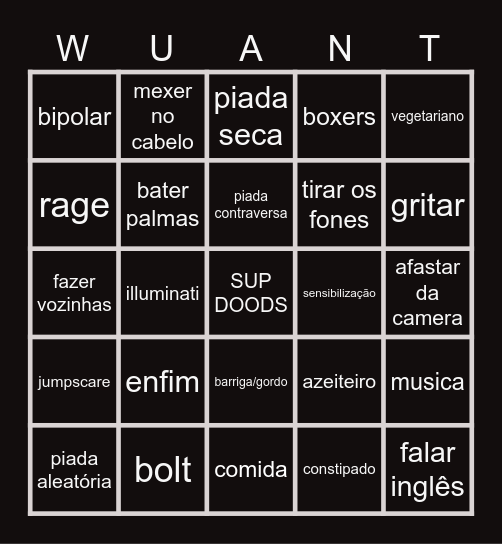WUANT Bingo Card
