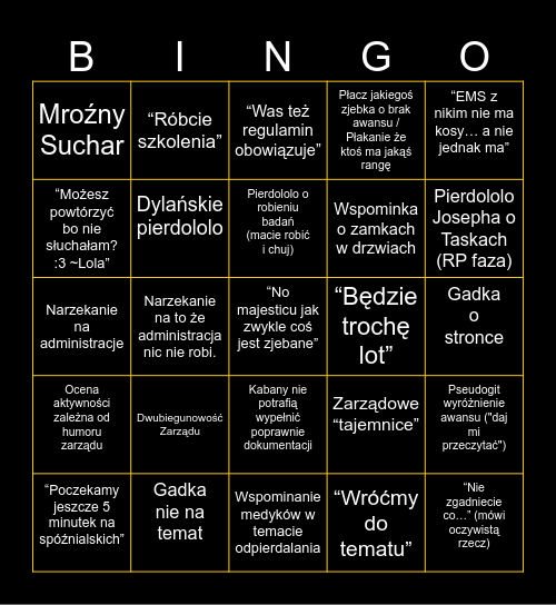 EMS ODPRAWA Bingo Card