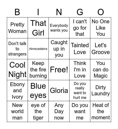 1982 Bingo Card