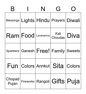 DIWALI BINGO Card