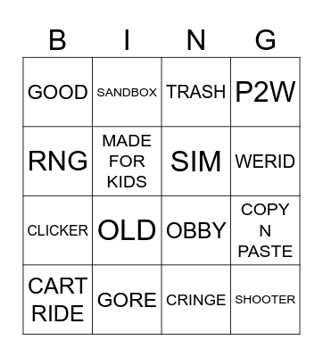 roadblocks bingo Card