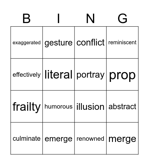 LESSON 3 - UNIT 4 Bingo Card