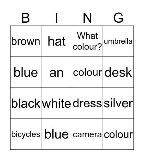 L4 1A Bingo Card