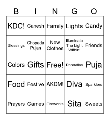 DIWALI BINGO Card