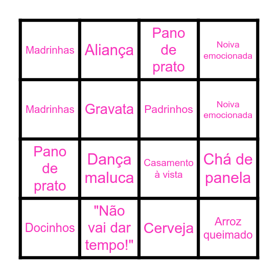 Chá de Panela Bingo Card